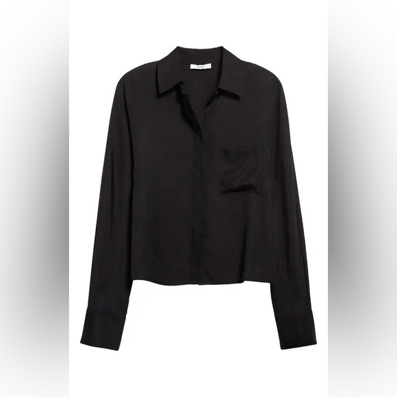 NWT Vince Black Silk Blend Woven Shirt - Size Small